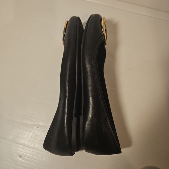 Tory Burch REVA Black Leather flats Size 6 M - Picture 4 of 8
